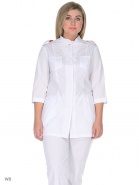 Блуза медицинская "МЕДИС" Блуза - 319 а 3/4, (цвет: белый с красной отделкой, размер 52)