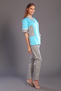Костюм медицинский женский "Ирида-Мед" Модель - 165 (голубой+серый, размер 44) фото 2549