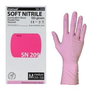  Перчатки нитриловые Manual SN 209 (розовые)  размер М фото 5351