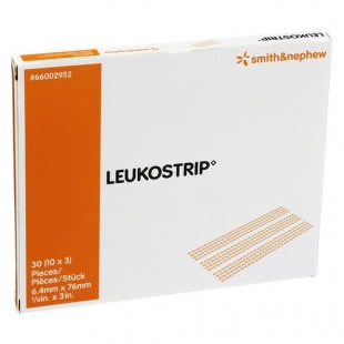 Полоски пластырные Leukostrip (Лейкострип) гипоаллергенная для закрытия и фиксации краев раны, стерильная, 6.4х76мм фото 4102
