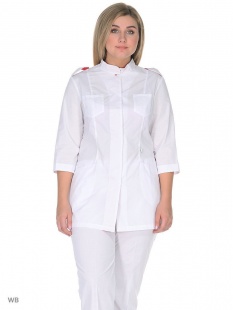 Блуза медицинская "МЕДИС" Блуза - 319 а 3/4, (цвет: белый с красной отделкой, размер 52) фото 2946