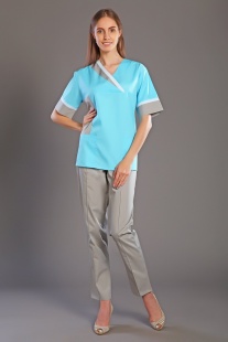 Костюм медицинский женский "Ирида-Мед" Модель - 165 (голубой+серый, размер 44) фото 2550